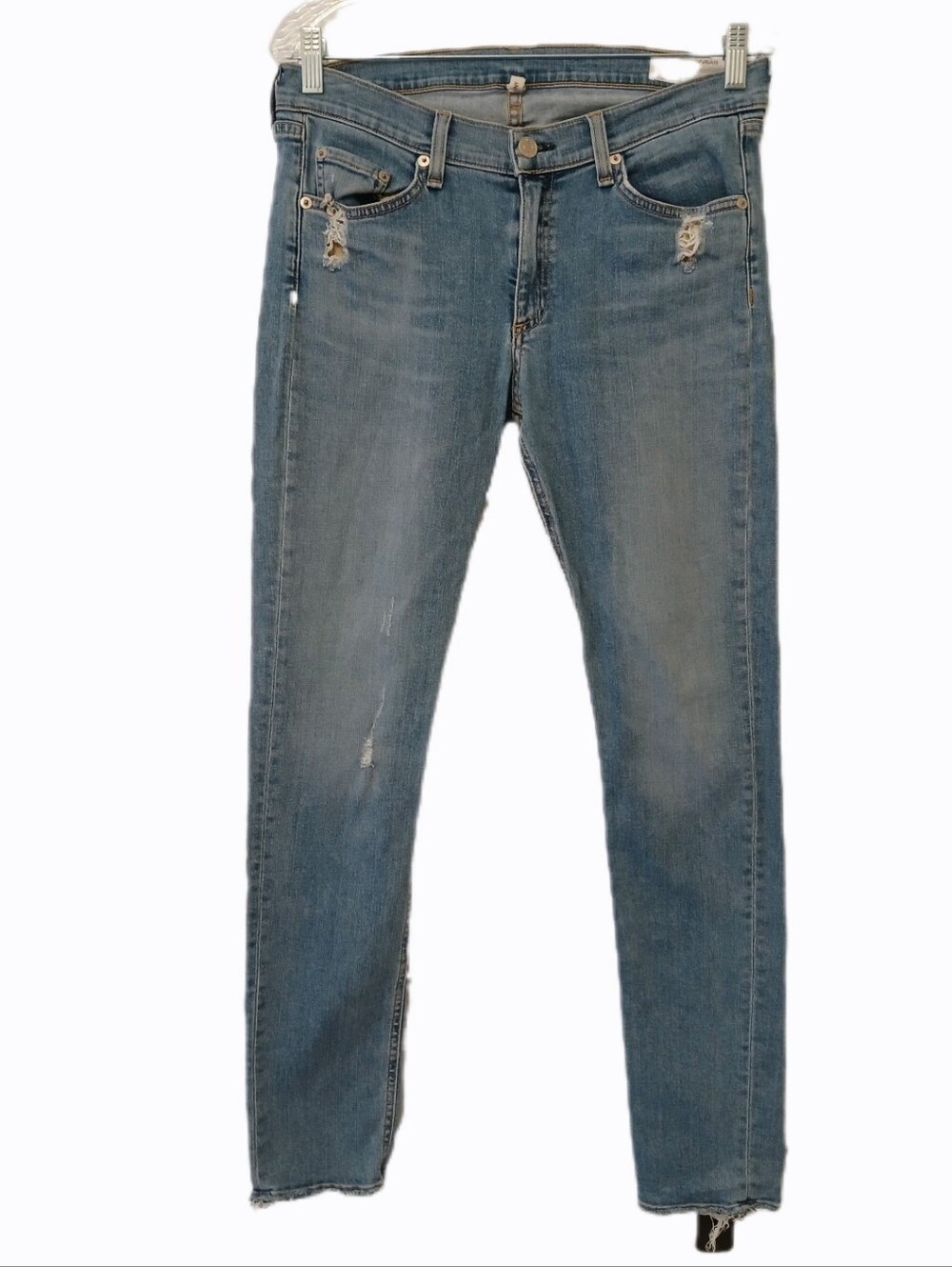 rag & bone 30 Everton Women’s Blue Skinny Jeans - Distressed Mid Wash Revolve - Picture 2 of 16